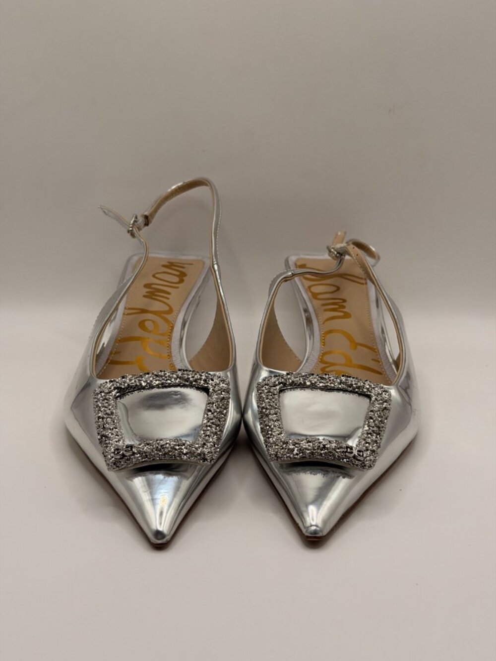 Sam Edelman Womens Kammie Silver Pointy Toe Slingback Pump Heel Sz 8 - Picture 3 of 10